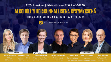 Tervetuloa Alkoholi yhteiskunnallisena kysymyksenä -julkistustilaisuuteen 9.10.