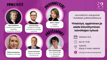 Kutsu Yhteistyö, oppiminen ja alalle kiinnittyminen toimittajan työssä -tutkimuksen julkistustilaisuuteen