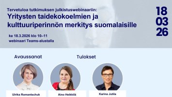 Kutsu tutkimuksen julkistustilaisuuteen: Yritysten taidekokoelmien ja kulttuuriperinnön merkitys suomalaisille
