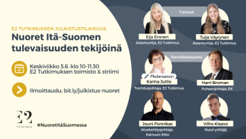 Tervetuloa Nuoret Itä-Suomen tulevaisuuden tekijöinä -tutkimuksen julkistustilaisuuteen 5.6.