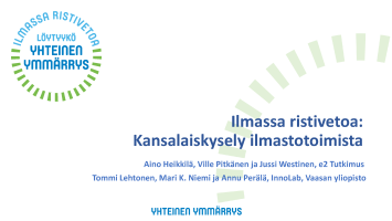 Ilmassa ristivetoa: Kansalaiskysely ilmastotoimista