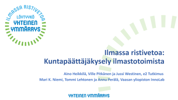 Ilmassa ristivetoa: Kuntapäättäjäkysely ilmastotoimista